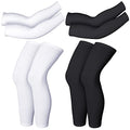 Geyoga 2 Pairs Arm Leg Sleeves for Men, Large, Black, White - color: Black, White, size: Large