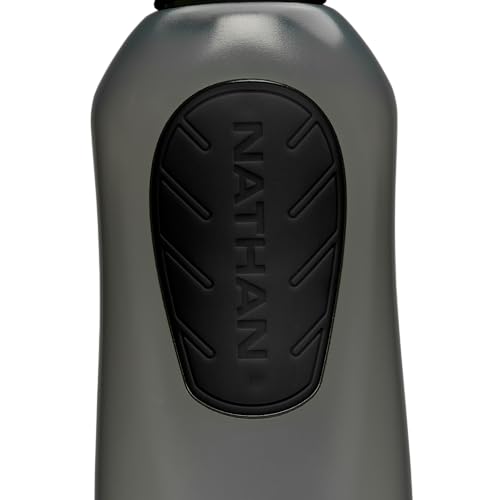 Nathan SpeedDraw 2 Handheld Running Water Bottle Flask 18oz – Ergonomic Grip, Blast Valve Cap, Phone & Key Storage Pockets, Reflective Design - color: 18oz - Black