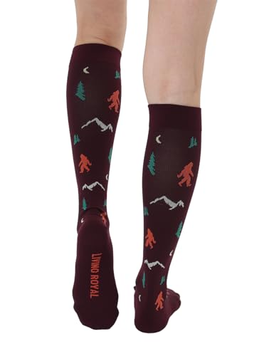 Living Royal Compression Socks - Graduated Compression 15-20mmHg, Padded Cushion Bottom Fun Socks, Moisture-Wicking - color: Bigfoot
