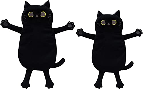 2PCS Large Microwave Heating Pads for Cramps Pain Relief, Moist Microwavable Period Menstrual Heat Packs, Cordless Warm Compress Gift for Mothers Day, Birthday, Thanksgiving, Christmas, 21*12" + 17*9" - size: 1 Extra Large Black Cat + 1 Medium Black Cat