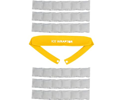 ICE WRAPTOR Cooling Bandana Neck Wrap, Yellow+6 Reusable Ice Packs, Snap - size: Yellow Wrap + 6 Inserts