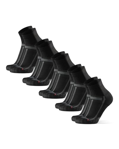 DANISH ENDURANCE Running Socks for Men & Women, Quarter Socks, 3 & 5-Pack - color: Black/Grey 5-pack, size: Medium