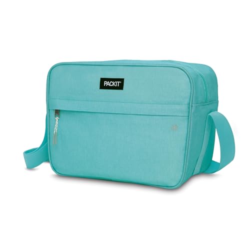 PackIt Freezable Zuma Can Cooler, Built with EcoFreeze Technology, Collapsible, Reusable, Zip Closure with Adjustable Shoulder Strap, Fits 15, 12 Oz Cans - color: Soft Mint