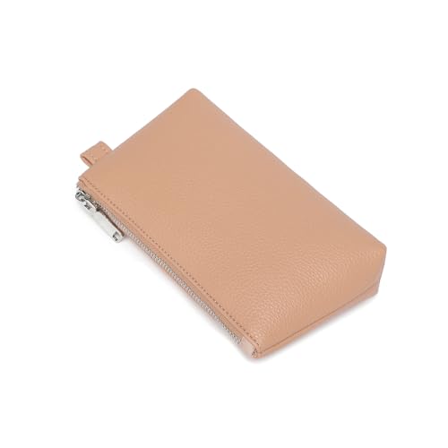 Small Makeup Bag for Purse, Leather Cosmetic (Camel Pink) - color: Camel Pink