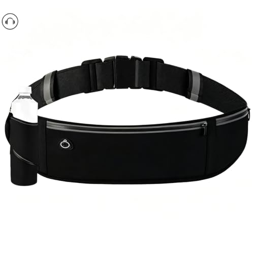 Running Hydration Belt with Water Bottle Holder, Slim Running Fanny Pack for Phone and Wallet Holder, Runners Pouch Waist Pack, Runner Gear Accessories Marathon Triathlon Walking Jogging - Black - color: Black- Bottle holder