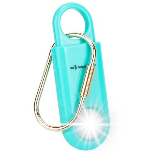 130db Personal Safety Alarm with Ultra Bright Strobe Light. Aqua - color: Aqua, style: Button cell