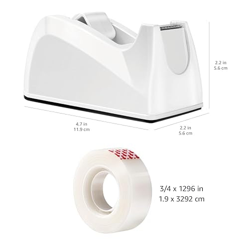 Amazon Basics Matte Finish Tape Dispenser with 16 Refill Rolls, 3/4" x 1300" (36 yds) - size: 16 Count (Pack of 1), style: Tape with Desktop Dispenser