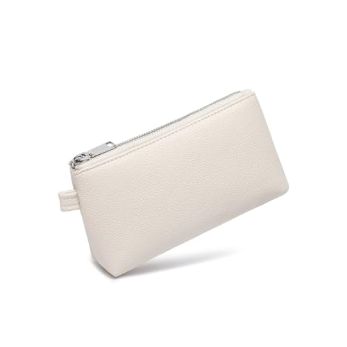 Small Makeup Bag for Purse, Leather Cosmetic (French Oak) - color: PU/French Oak