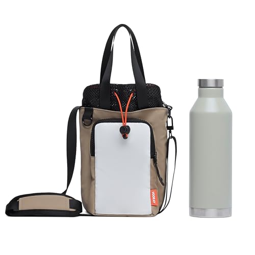 VOORAY Hydration Sling 4L Water Bottle Holder with Strap, Phone Pocket, Detachable Strap & Tote Handles - color: Camel Color Block