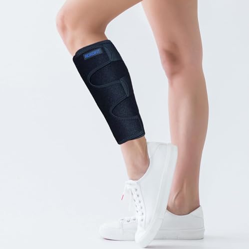 ROXOFIT Calf Brace for Torn Calf Muscle and Shin Splint Relief for Men and Women - Adjustable Tibia Compression Support Sleeve Wrap