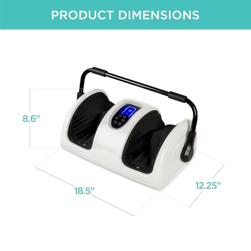 Best Choice Products Shiatsu Foot Massager with Heat for Plantar Fasciitis & Neuropathy, Kneading Foot & Calf Massager with Remote, 360° Adjustable Handle, Rolling & Compression Massage - White - color: White