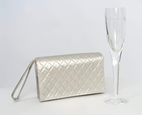 Clutch Purse with Hidden Flask (Silver), Holds 26 oz (800 ml), Party Flask, Handbag Flask, Wine Bag Flask, Flask For Women, Wine Purse - color: Silver