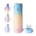 BOTTLE BOTTLE Insulated Water Bottle 24oz with Straw Lid and Handle Sports - color: Blue yellow pink