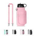 40oz Neoprene Water Bottle Sling with Phone Pocket, Crossbody - color: Pink, size: 32oz Short