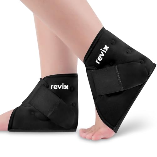 REVIX Ankle Ice Packs Wrap, Flexible Gel Cold Compression, 2 Packs - style: Black-2 Packs