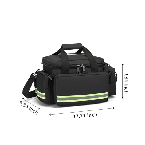 Medical Bags Empty First Aid Bag,First Responder Bag,First Aid Kits Organizer with Detachable Dividers,Emergency Bag for Nurses,Home Health Care, EMT - color: Black
