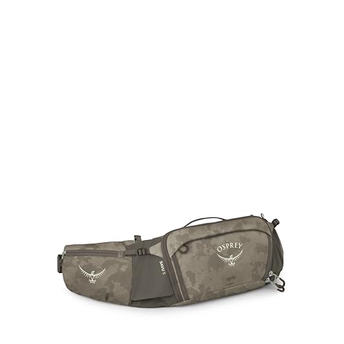 Osprey Savu Biking Waist Pack for Men & Women - Mountain Bike Fanny Pack with Bottle Pockets - Hydration Bag - color: Pediment Grey Dust Print, style: 5l - Extended Fit