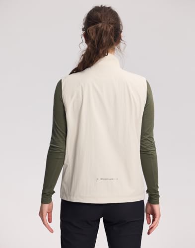 Pioneer Camp Women's Lightweight Softshell Vest Windproof Sleeveless Jacket with Zip Pockets for Running Hiking Fishing - color: Light Khaki, size: Medium