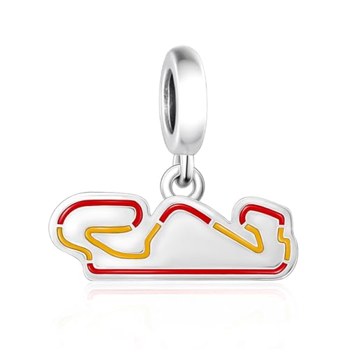 F1&Famous Race Racetrack Charm for Bracelet Necklaces, S925 Sterling Silver Charms, UK Brazil Spain Race Track Charms Jewelry Racing Souvenirs Gift - color: Race Racetrack Q4091