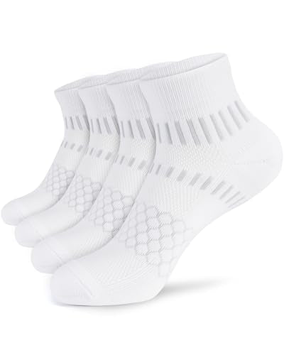 IRAMY Ankle Compression Socks for Women Men Cushioned Athletic Running Socks Plantar Fasciitis Relief 2/3/4/5/6 Pairs - color: White(2 Pairs), size: X-Large