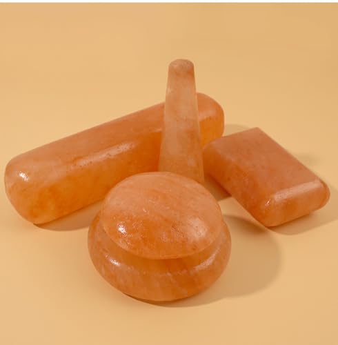 2 Pcs Himalayan Salt Hot Massage Stones Cold Stones Set Warm Rocks Kit for Facial SPA 3.14 * 3.14in - size: ROUND SHAPE