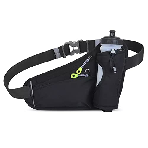 HOTEMIA Fanny Pack with Water Bottle Holder, Hydration Running Belt for Men Women Adjustable Strap Waist Bag Suitable for Hiking Running Walking Jogging Camping(Bottle Not Included) (Black) - color: Black