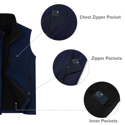 Msmsse Men's Outerwear Lightweight Vest Standing Collar Puffer Sleeveless Jacket for Hiking Running Golf - color: A-dark Blue, size: XX-Large