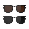 HIBLOKS 2Pcs Polarized Clip for Ray-Ban Meta Wayfarer (RW4006/RW4012 50-22) - size: standard, Black+Brown, Shiny Black Frame