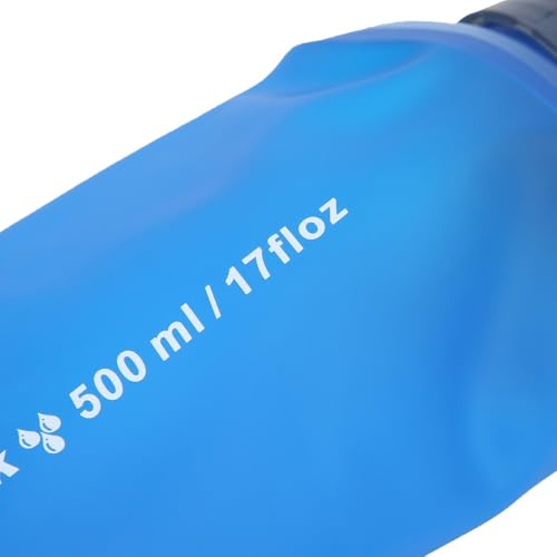 Foldable TPU Water Bottles – Leak-Proof Sports Flask for Running Cycling Hiking, Portable Collapsible Hydration Reservoir with Protective Cap(Blue)