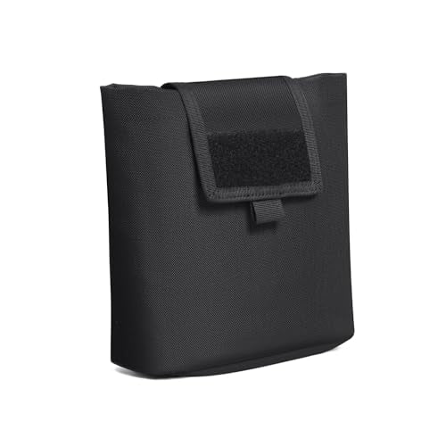 TACNEX Folding Dump Pouch for Duty/Battle/Range Belt Roll Up MOLLE Magazine Drop Pouch Drawstring Open Mag/Tool Recovery Waist Bag Utility Storage Pack for Hunting Shooting - color: Black