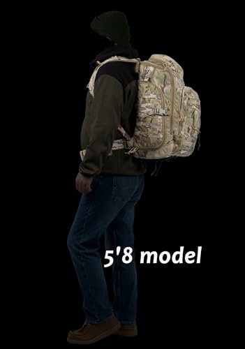 35L Tactical Backpack Military Rucksack MOLLE Quick-Access Flap EDC Pack for Hiking Camping Travel Work Bugout Emergency - color: At Camo