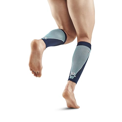 CEP Men’s Calf Compression Running Sleeves | Running Ultralight Calf Sleeves - color: Blue/Light Grey, size: 4