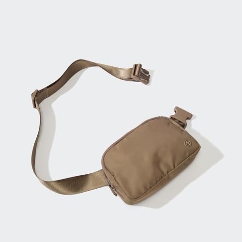 Pander Nylon Fanny Pack for Women, Two-Way Zipper Crossbody Bag - color: Gray Brown