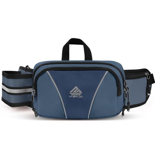 Fanny Pack for Men Women Waist Bag with Water Bottle Holder for Hiking, Travel,Dog Walking, Workout (Dark Blue) - color: Dark Blue
