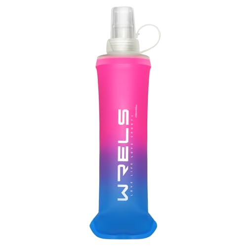WRELS Soft Flasks TPU Soft Water Bottles Folding Soft Running Water Flask Small for Outdoor Sports Hiking Hydration Pack 8oz/17oz Hiking Cycling Climbing - color: Pink-250ml