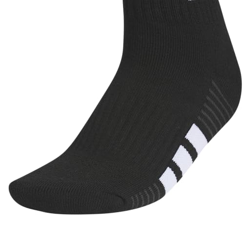 adidas Women's Cushioned Socks 3 Pairs - color: Black/White/Carbon Grey/4.0/Quarter, size: Medium, style: Quarter