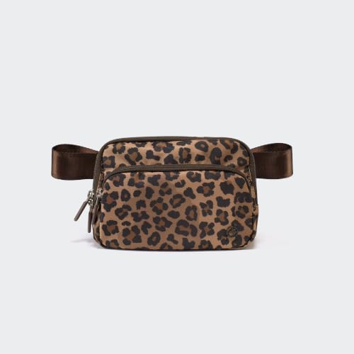 Pander Nylon Crossbody Belt Bag with Excess Strap Keepers, 6-Pocket Adjustable Sling Fanny Pack for Travel and Everyday Carry, Leopard Multi - color: Leopard Multi
