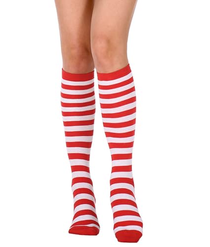 Women's Knee High Athletic Socks Casual Stripes Tube Socks Outdoor Sport Socks - color: White+red Stripeue- 1 Pack