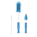 Bottle Brush Set 3-in-1, Including Long Handle Silicone Bottle Brush, Detail Cleaner, Straw Brush, Non Scratch Cleaning Brushes for Water Bottles, Tumblers and Glass (Blue) - color: Blue