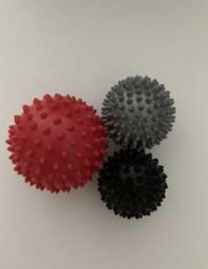 Massage Balls for Feet, Back, Hands, Muscles- Firm Medium, and Soft Spiked Massagers for Plantar Fascitis, Exercise, Neuro-Balance, Physical Therapy, 9cm/7.5cm/6.5cm