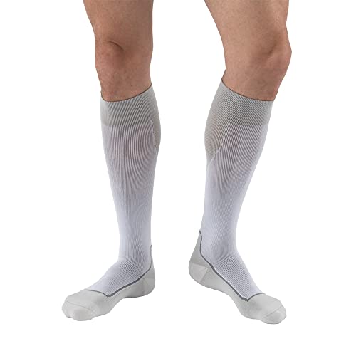 JOBST Sport Compression Socks, 15-20 mmHg, Knee High - color: White/Grey, size: Small (1 Pair)