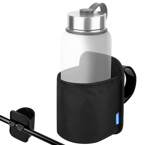 Xxerciz Treadmill Cup Holder Water Bottle Holder with Two Adjustable Straps, Armrest Organizer Universal Crossbar Drink Holder for Stroller, Bike, Wheelchair, Golf Cart, Walker, Scooter