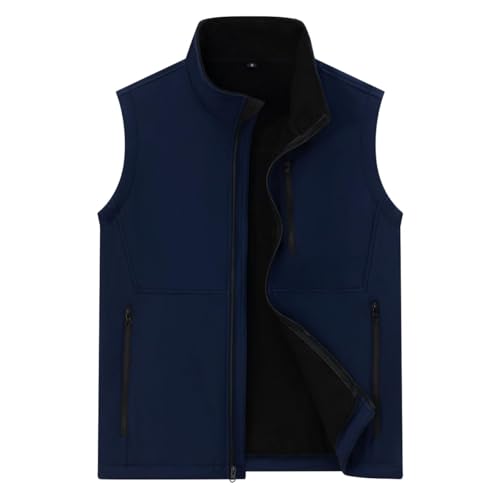 Msmsse Men's Outerwear Lightweight Vest Standing Collar Puffer Sleeveless Jacket for Hiking Running Golf - color: A-dark Blue, size: 4X-Large