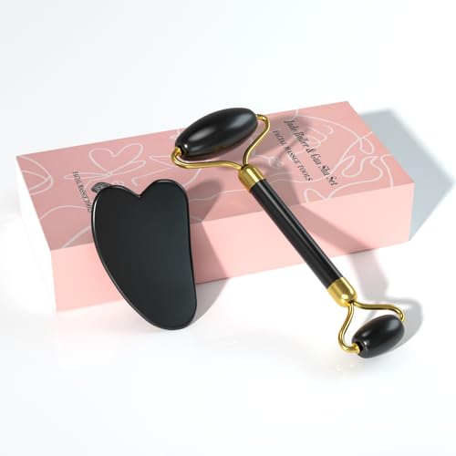 Gua Sha and Jade Roller Sets for Women Men Home Spa Stone Facial Guasha Jade Face Roller Massage Tool Set & Facial Skincare Tools Polished Stone Spa Gift - color: Yellow