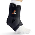 Ankle Brace Support Lace Up for Women & Men, 4 Stays for Sprains - color: Matte Black