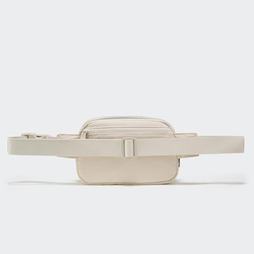 Pander Nylon Fanny Pack Belt Bag for Women with 5 Zipper Pockets - color: White Opal