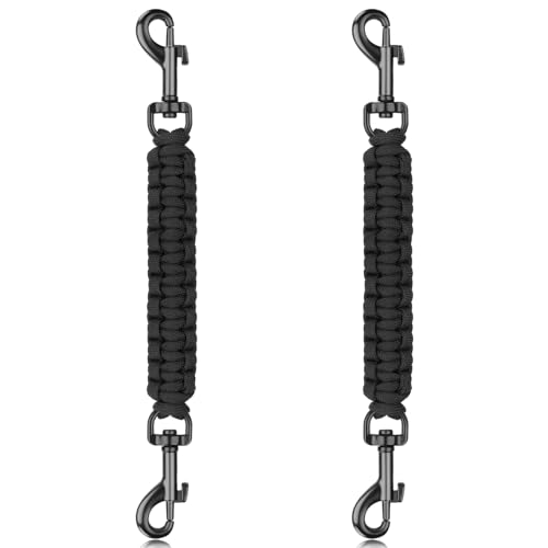 YUEPET 2 Pack Dog Collar Safety Clips, Handwoven Double-Ended Backup Clips - color: Deep Black*2