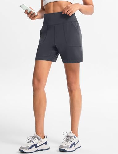 Women's 6"/9" Shorts with Zipper Pocket - color: 6″-dark Grey, size: XX-Large
