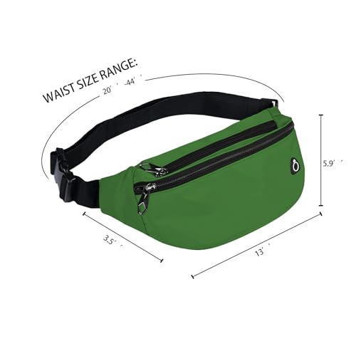 Fanny Packs for Men and Women Water-Repellent Sports Waist Pack Bag - color: 1pack-Grass Green