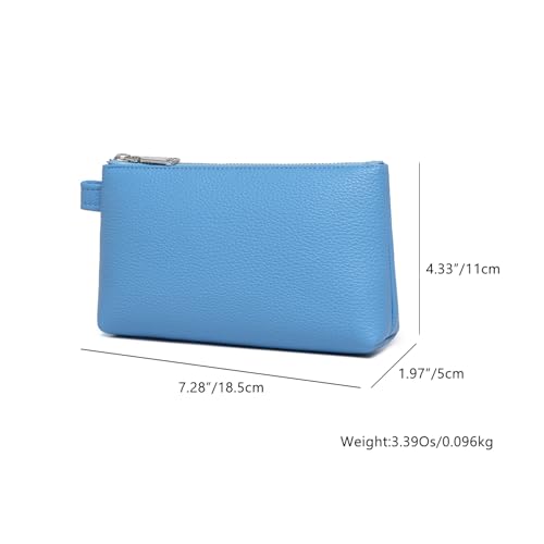 Small Makeup Bag for Purse, Leather Cosmetic (Gentian Blue) - color: Gentian Blue